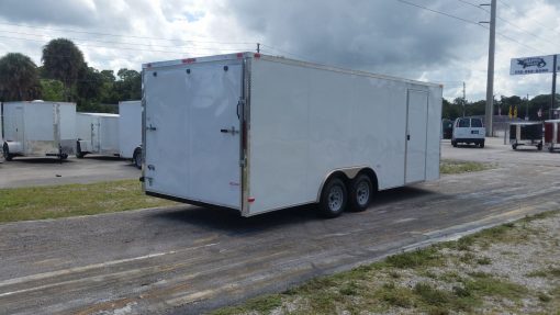 8.5x20 TA Trailer - White, Ramp, Side Door