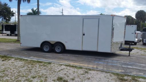 8.5x20 TA Trailer - White, Ramp, Side Door