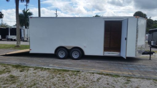 8.5x20 TA Trailer - White, Ramp, Side Door