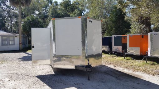 8.5x20 TA Trailer - White, Ramp, Side Door, Extra Height, ATP Wrap