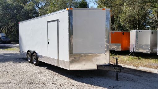 8.5x20 TA Trailer - White, Ramp, Side Door, Extra Height, ATP Wrap