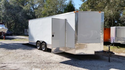 8.5x20 TA Trailer - White, Ramp, Side Door, Extra Height, ATP Wrap