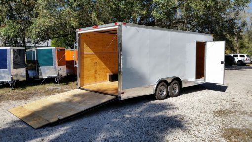 8.5x20 TA Trailer - White, Ramp, Side Door, Extra Height, ATP Wrap