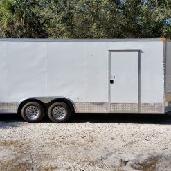 8.5x20 TA Trailer - White, Ramp, Side Door, Extra Height, ATP Wrap