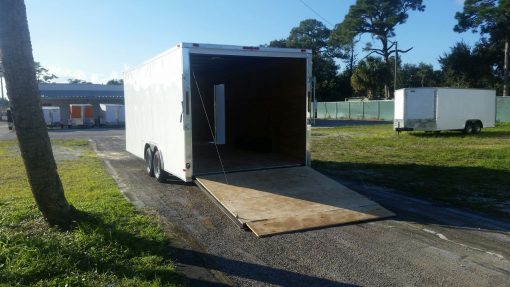 8.5x20 TA Trailer - White, Ramp, Side Door, Extra Height