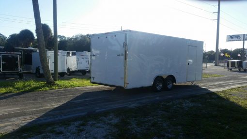 8.5x20 TA Trailer - White, Ramp, Side Door, Extra Height