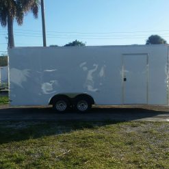 8.5x20 TA Trailer - White, Ramp, Side Door, Extra Height