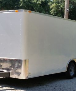 8.5x20 TA Trailer - White, Ramp, Side Door, 5K Axles, Flat Front