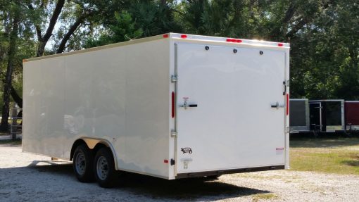 8.5x20 TA Trailer - White, Ramp, Side Door, 5K Axles, Flat Front