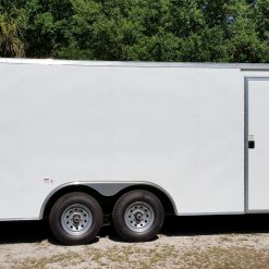 8.5x20 TA Trailer - White, Ramp, Side Door, 5K Axles, Flat Front