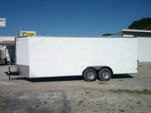 8.5x20 TA Trailer - White, Ramp, Side Door, 5K Axles