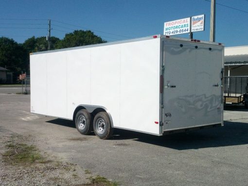 8.5x20 TA Trailer - White, Ramp, Side Door, 5K Axles