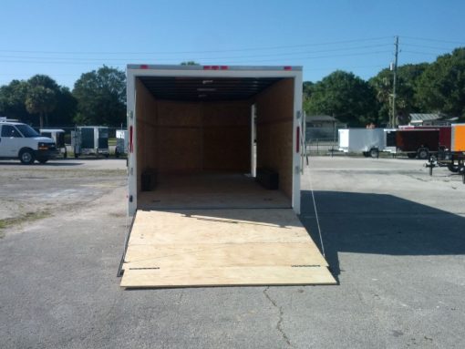 8.5x20 TA Trailer - White, Ramp, Side Door, 5K Axles