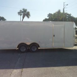 8.5x20 TA Trailer - White, Ramp, Side Door, 5K Axles