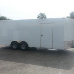 8.5x20 TA Trailer - White, Ramp, Side Door, 5K Axles, Extra Height