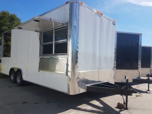 8.5x22 TA Trailer - White, Ramp, Porch, Concession, Electrical, Many Options