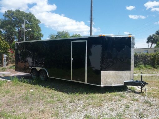 8.5x24 TA Trailer - Black, Ramp, Side Door