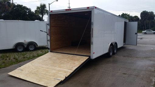 8.5x24 TA Trailer - White, Ramp, Side Door