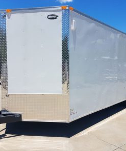 8.5x24 TA Trailer - White, Ramp, Side Door, Extra Height, Bias