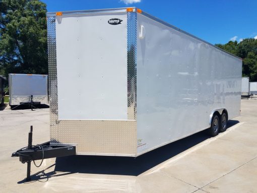 8.5x24 TA Trailer - White, Ramp, Side Door, Extra Height, Bias