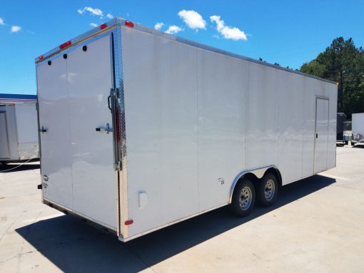 8.5x24 TA Trailer - White, Ramp, Side Door, Extra Height, Bias