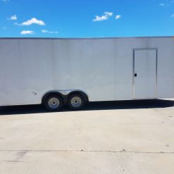 8.5x24 TA Trailer - White, Ramp, Side Door, Extra Height, Bias