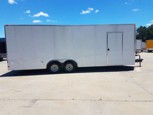 8.5x24 TA Trailer - White, Ramp, Side Door, Extra Height, Bias