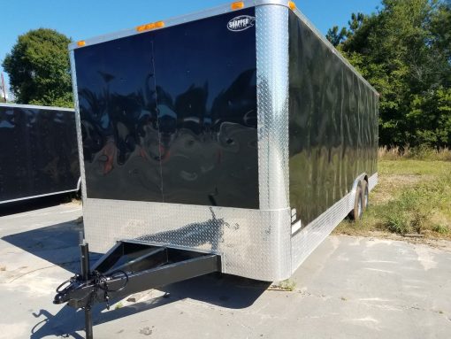 8.5x24 TA Trailer - Black, Ramp, Side Door, 5K Axles, Flat Front, Extra Height