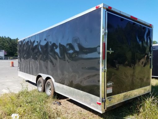 8.5x24 TA Trailer - Black, Ramp, Side Door, 5K Axles, Flat Front, Extra Height