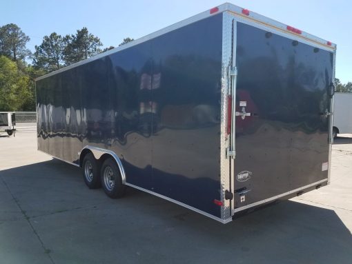 8.5x24 TA Trailer - Blue, Ramp, Side Door, 5K Axles