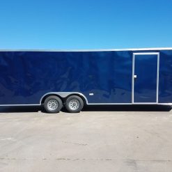 8.5x24 TA Trailer - Blue, Ramp, Side Door, 5K Axles