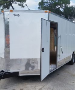 8.5x24 TA Trailer - White, Ramp, Side Door, 5K Axles, Extra Height, Extra Roof Vent