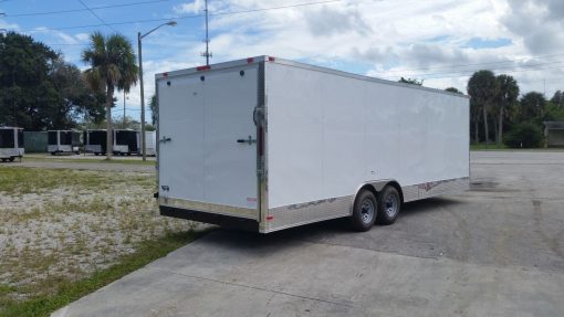 8.5x24 TA Trailer - White, Ramp, Side Door, 5K Axles, Extra Height, Extra Roof Vent