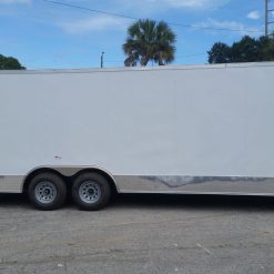 8.5x24 TA Trailer - White, Ramp, Side Door, 5K Axles, Extra Height, Extra Roof Vent