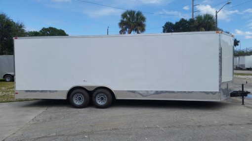 8.5x24 TA Trailer - White, Ramp, Side Door, 5K Axles, Extra Height, Extra Roof Vent