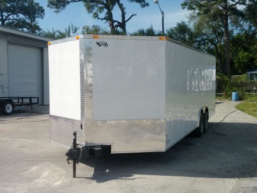 8.5x24 TA Trailer - White, Ramp, Side Door, 5K Axles