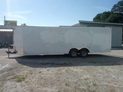 8.5x24 TA Trailer - White, Ramp, Side Door, 5K Axles