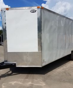 8.5x24 TA Trailer - White, Ramp, Side Door, 5K Axles, Options