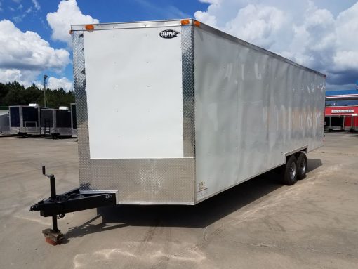 8.5x24 TA Trailer - White, Ramp, Side Door, 5K Axles, Options