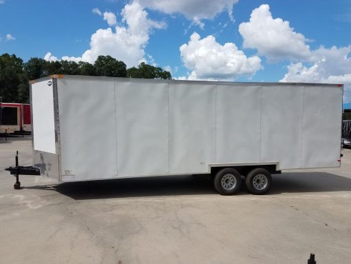 8.5x24 TA Trailer - White, Ramp, Side Door, 5K Axles, Options