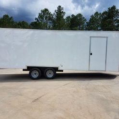 8.5x24 TA Trailer - White, Ramp, Side Door, 5K Axles, Options