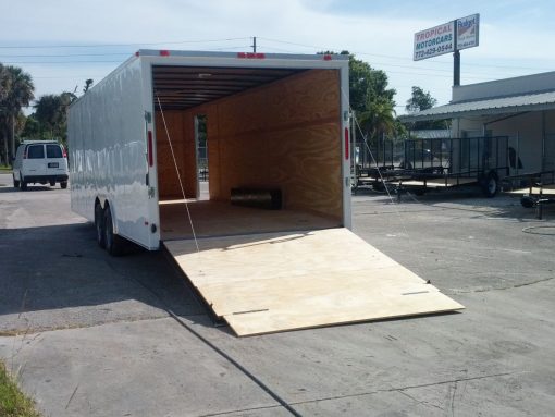 8.5x24 TA Trailer - White, Ramp, Side Door, 5K Axles