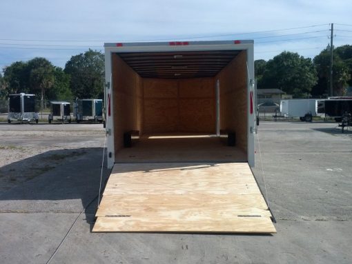 8.5x24 TA Trailer - White, Ramp, Side Door, 5K Axles