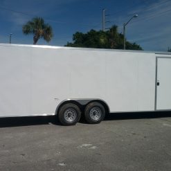 8.5x24 TA Trailer - White, Ramp, Side Door, 5K Axles