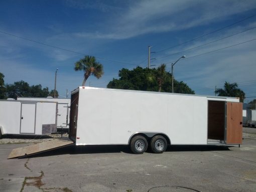 8.5x24 TA Trailer - White, Ramp, Side Door, 5K Axles