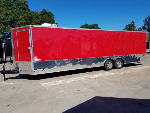 8.5x28 TA Trailer - Red, Concession Doors, AC, Electrical, Many Options