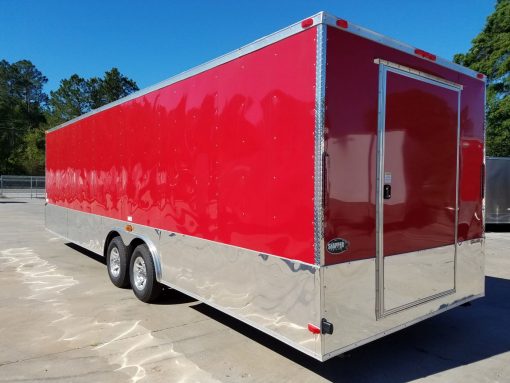 8.5x28 TA Trailer - Red, Concession Doors, AC, Electrical, Many Options