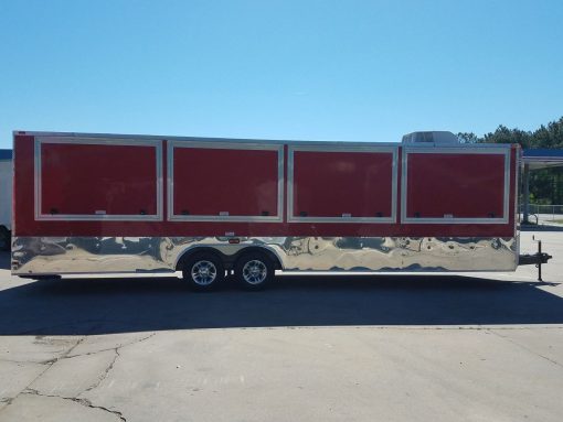 8.5x28 TA Trailer - Red, Concession Doors, AC, Electrical, Many Options